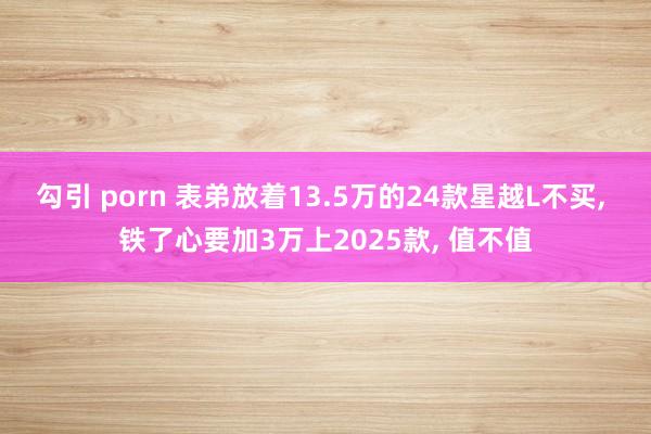 勾引 porn 表弟放着13.5万的24款星越L不买, 铁了心要加3万上2025款, 值不值