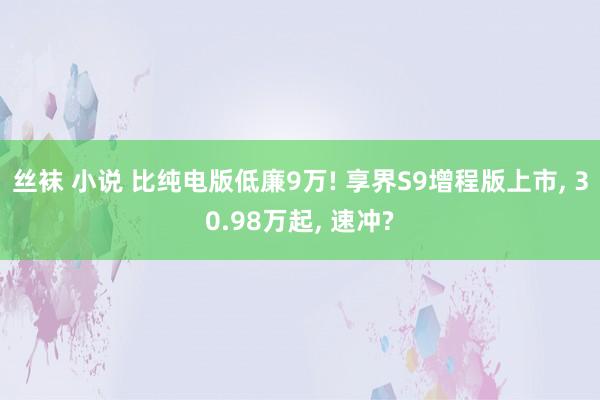 丝袜 小说 比纯电版低廉9万! 享界S9增程版上市, 30.98万起, 速冲?