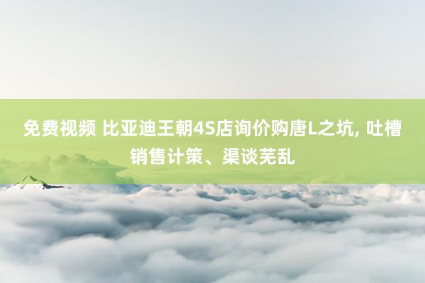 免费视频 比亚迪王朝4S店询价购唐L之坑, 吐槽销售计策、渠谈芜乱