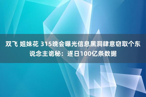 双飞 姐妹花 315晚会曝光信息黑洞肆意窃取个东说念主诡秘：逐日100亿条数据