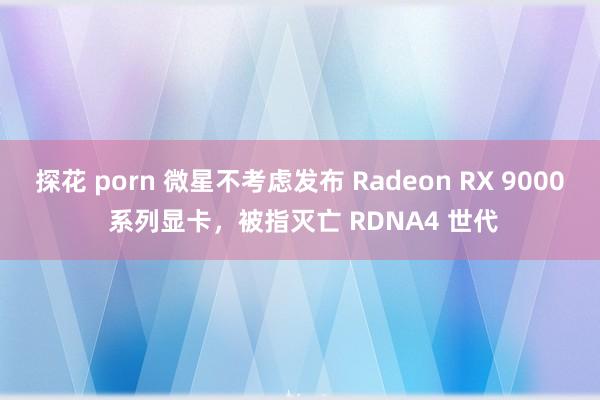 探花 porn 微星不考虑发布 Radeon RX 9000 系列显卡，被指灭亡 RDNA4 世代